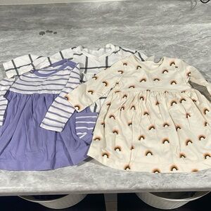 Bundle of 3 dresses. 12-18 month. 2 are Hanna Andersson 1 old navy